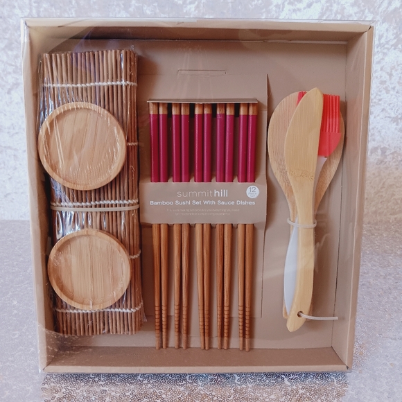 Bamboo Sushi Set with Sauce Dishes 12 pc - Picture 5 of 6